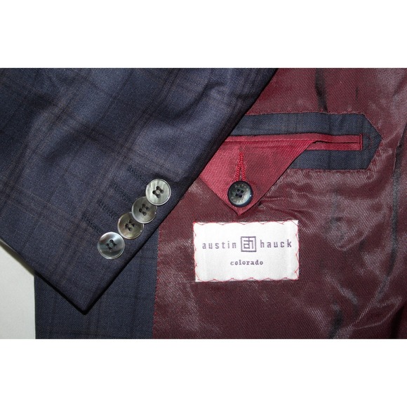 AUSTIN HAUCK Colorado x Luca di Marco 50R Dover Wool Plaid Sport Coat 2B 2V Blue